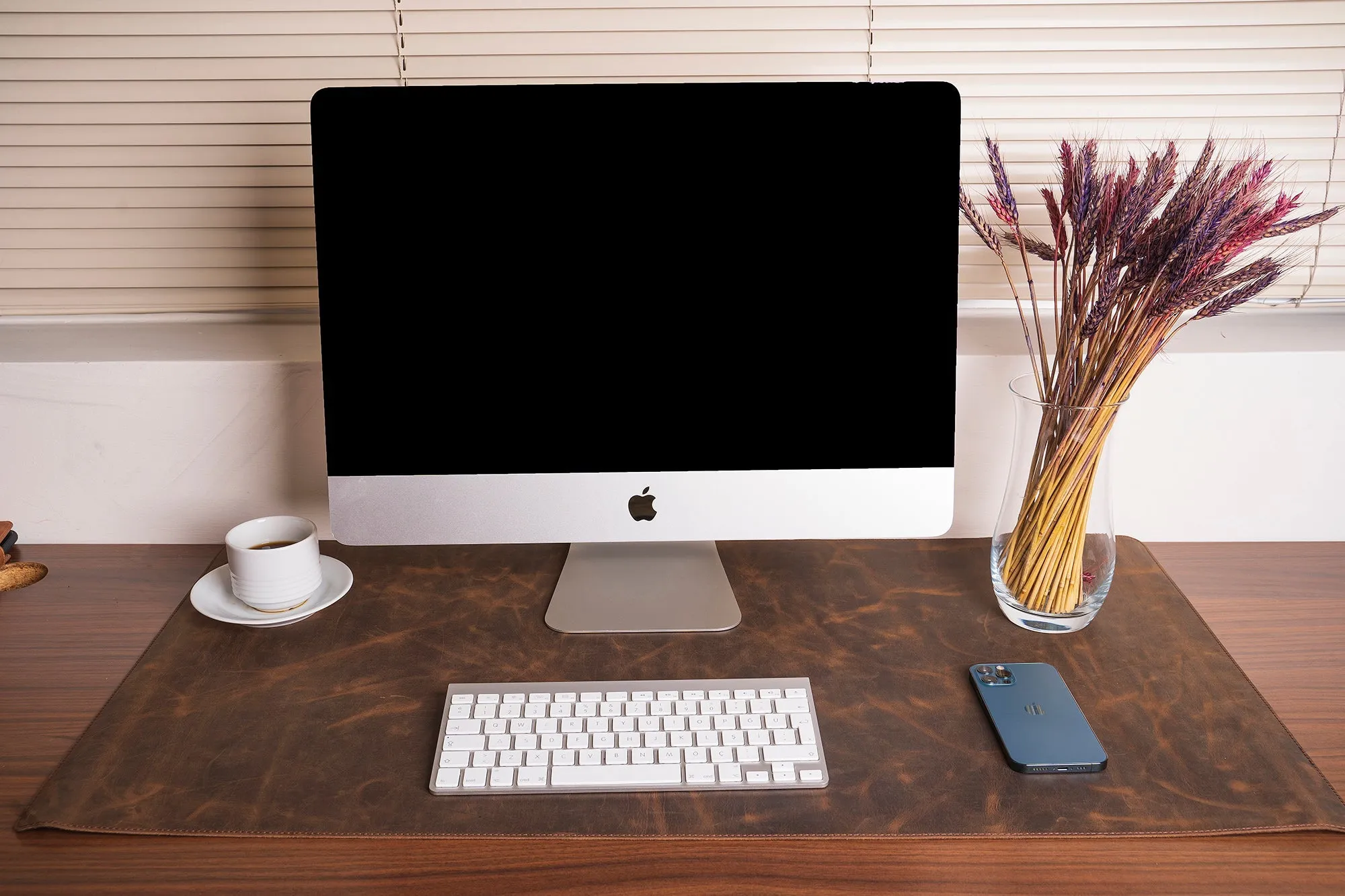 Genuine Dark Brown Leather Deskmat, Computer Pad, Office Desk Pad