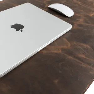 Genuine Dark Brown Leather Deskmat, Computer Pad, Office Desk Pad