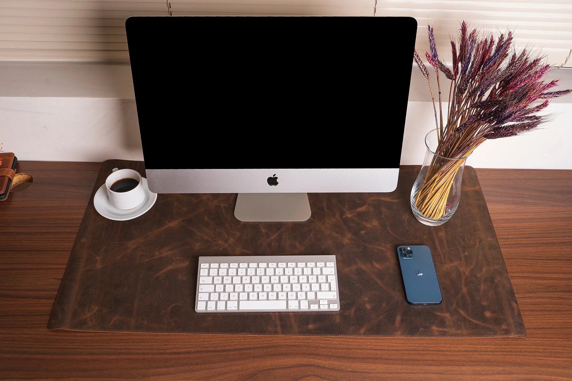 Genuine Dark Brown Leather Deskmat, Computer Pad, Office Desk Pad