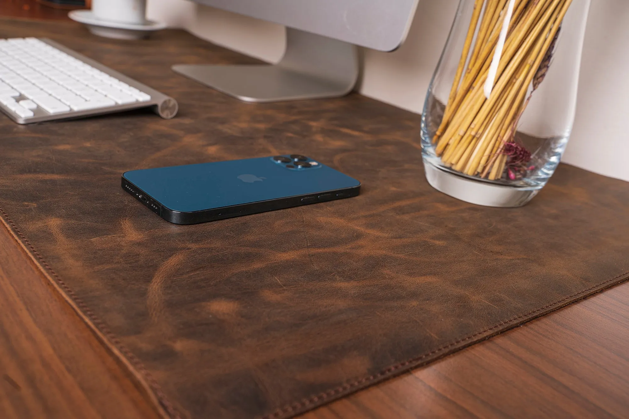 Genuine Dark Brown Leather Deskmat, Computer Pad, Office Desk Pad