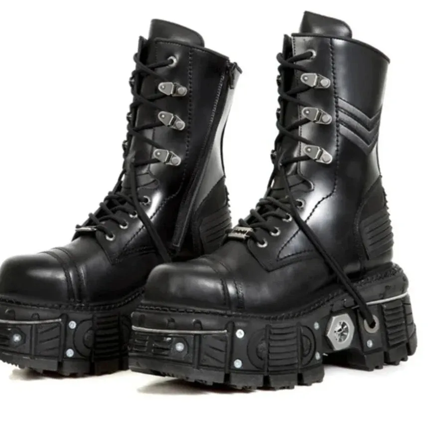 Genuine Leather Motorcycle Boots Platform Women Short Microfiber Punk Shoes