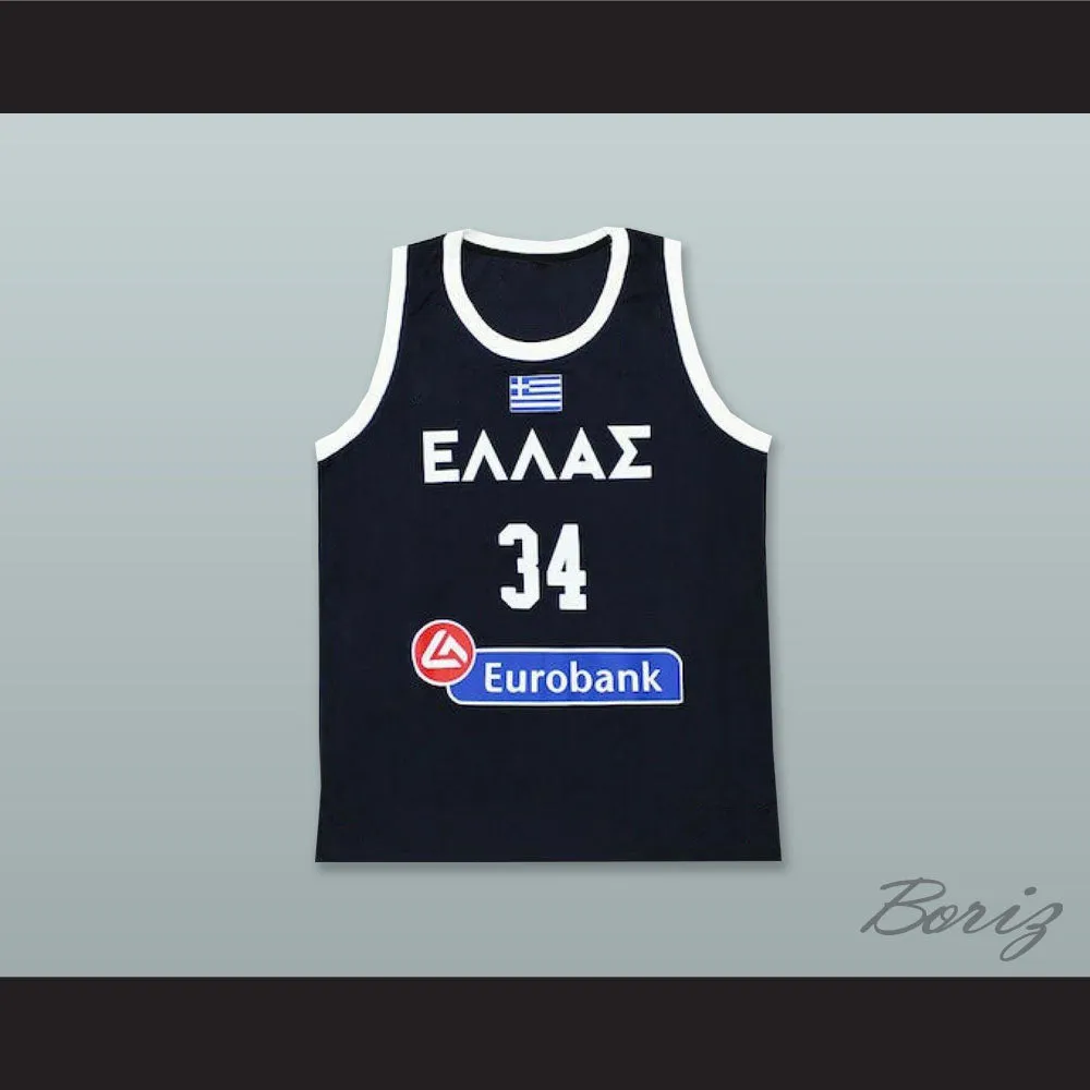 Giannis Antetokounmpo 34 Greece National Team Navy Blue Basketball Jersey