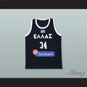 Giannis Antetokounmpo 34 Greece National Team Navy Blue Basketball Jersey