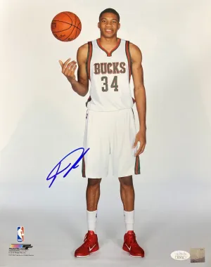 Giannis Antetokounmpo Signed 11x14 Milwaukee Bucks White Photo BAS
