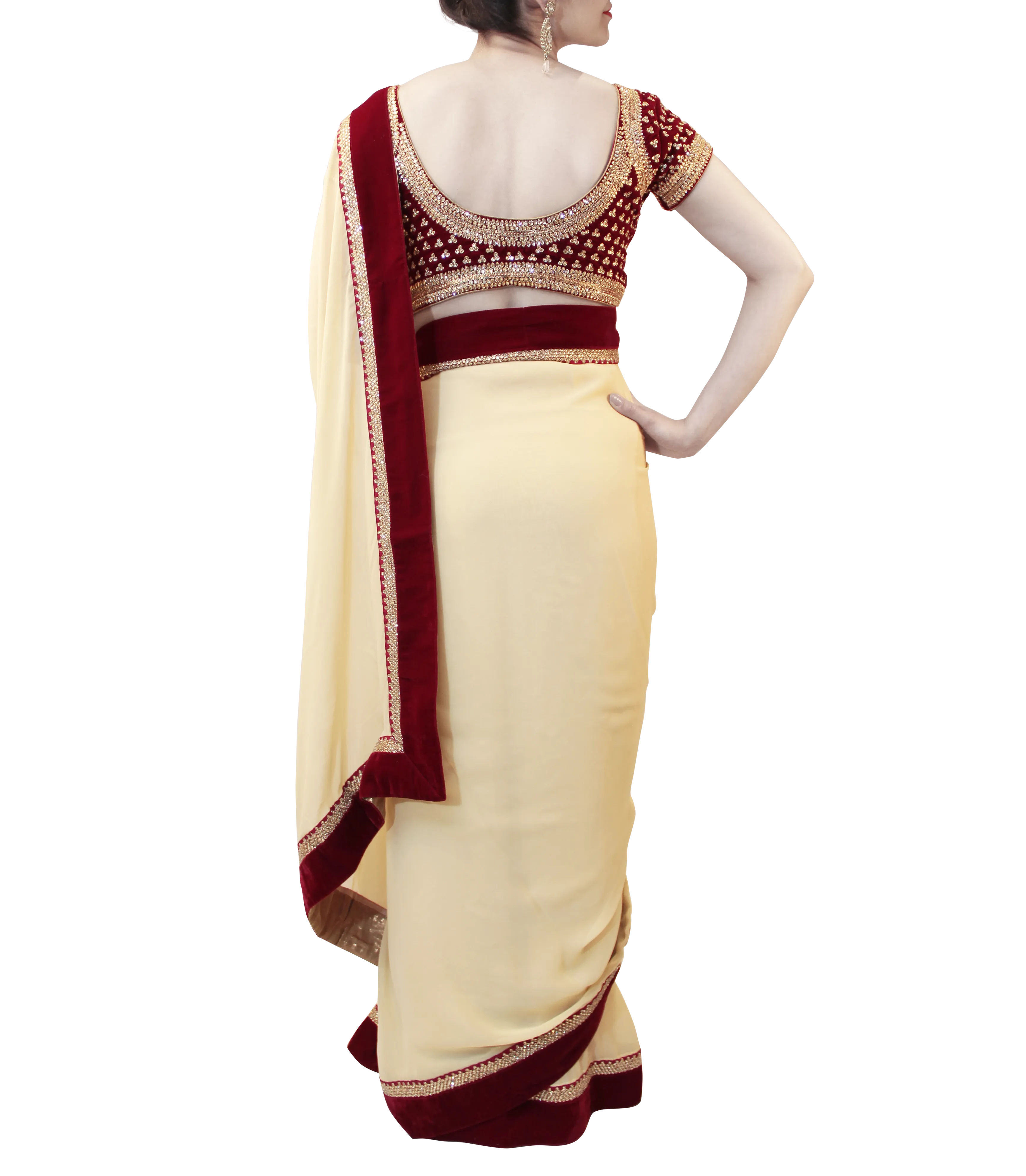 GOLD AND MAROON SAREE
