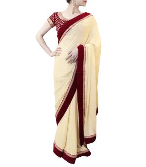 GOLD AND MAROON SAREE