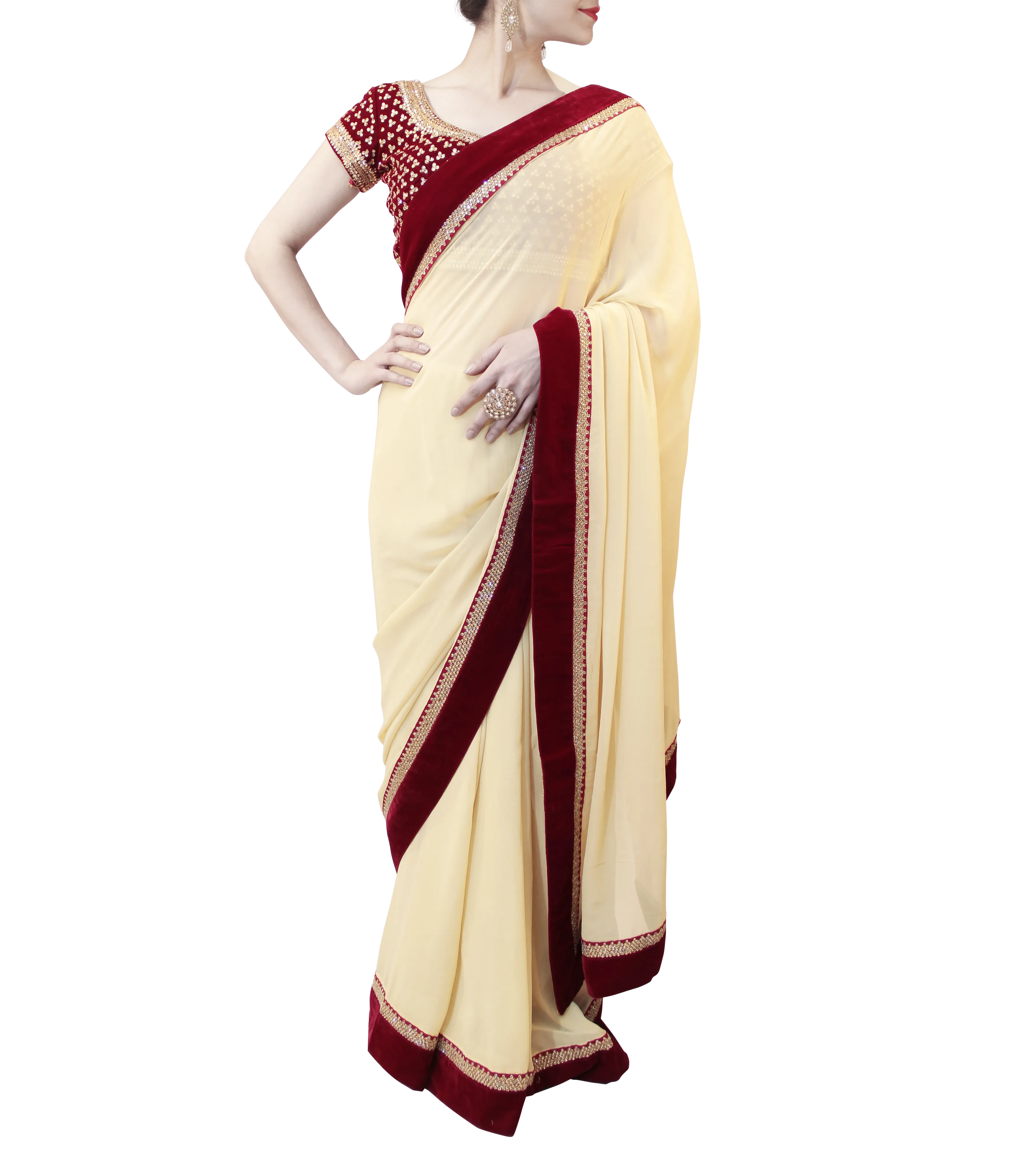 GOLD AND MAROON SAREE