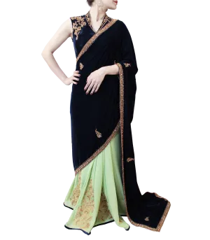GREEN AND DARK BLUE SAREE