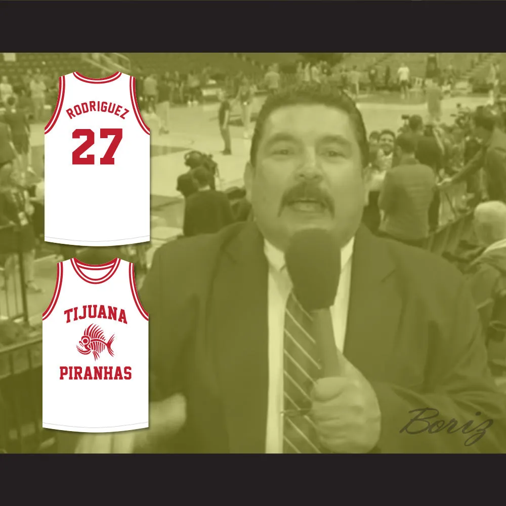 Guillermo Rodriguez 27 Tijuana Piranhas White Basketball Jersey Mexican Expansion Team