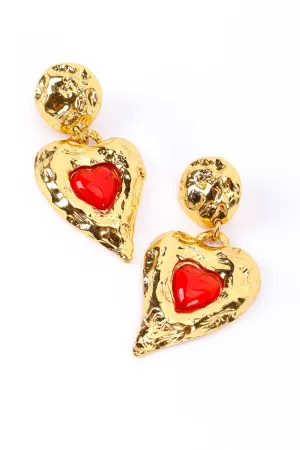 Hammered Heart Stone Earrings
