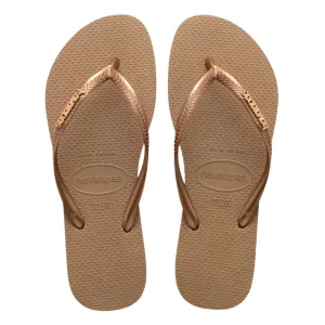 HAVAIANAS SLIM LOGO METALLIC ROSE GOLD