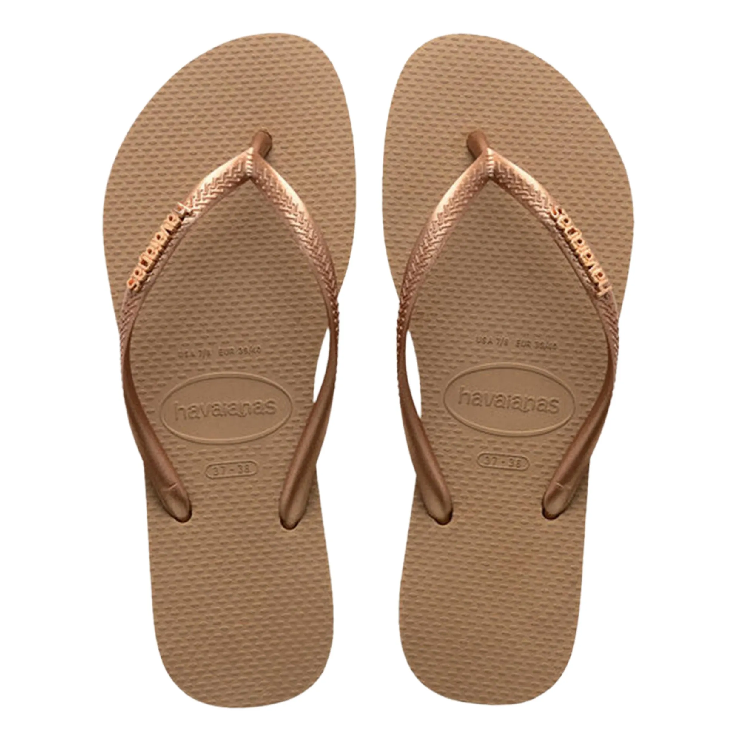 HAVAIANAS SLIM LOGO METALLIC ROSE GOLD