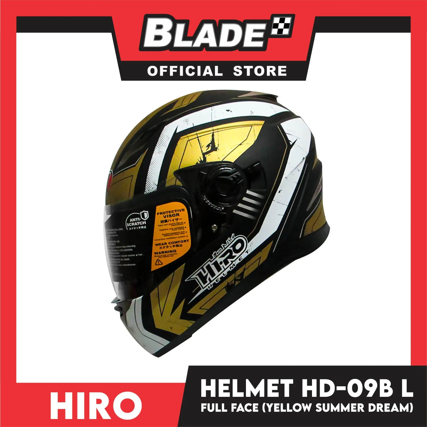 HIRO Helmet HD-09B Yellow Summer Dream (Full Face) Large