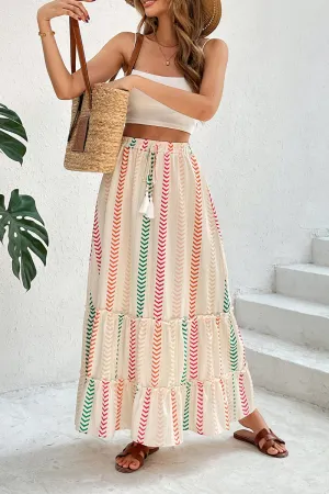 HQZ1105 High Waist Boho Maxi Skirt