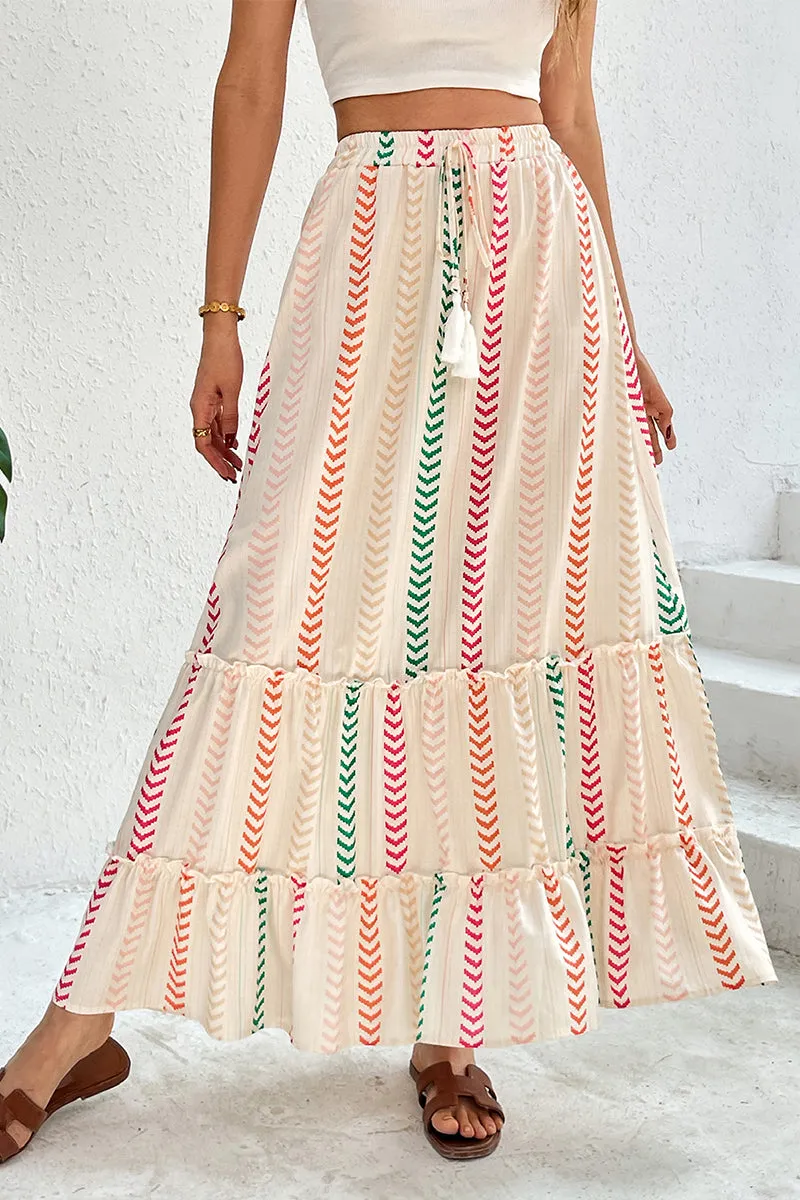 HQZ1105 High Waist Boho Maxi Skirt