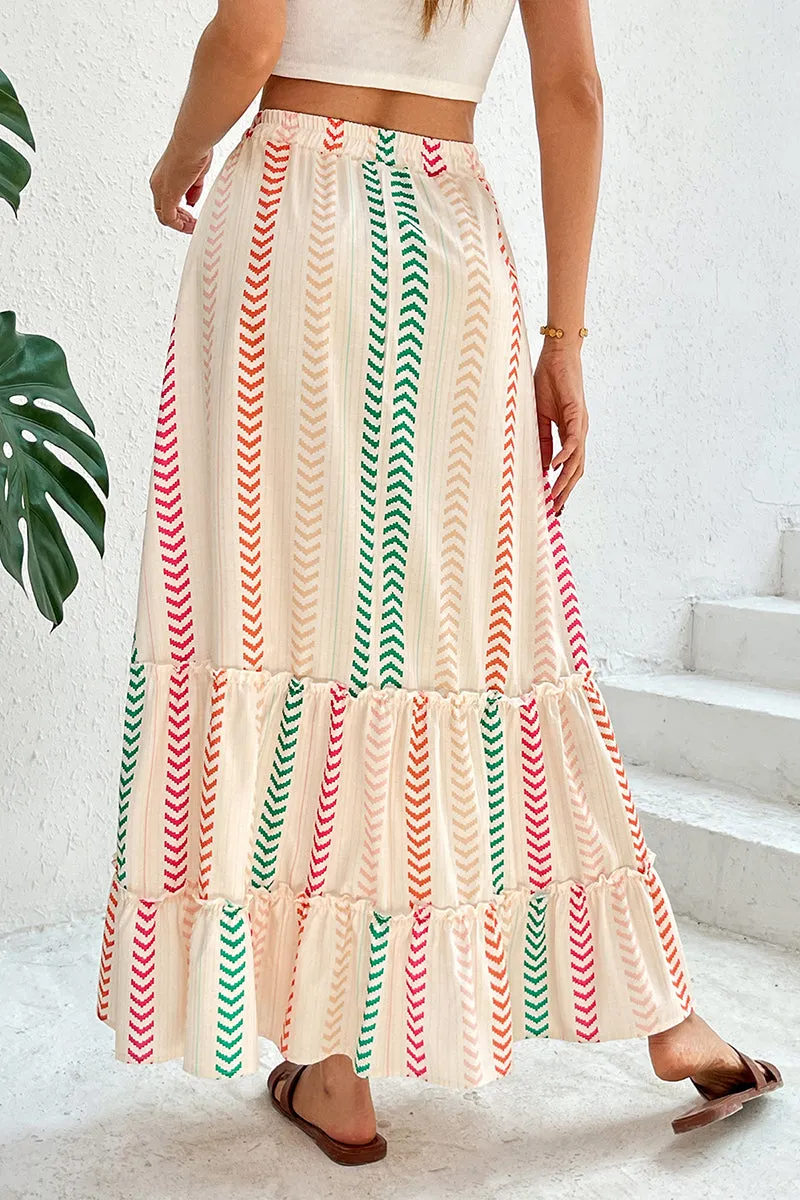 HQZ1105 High Waist Boho Maxi Skirt