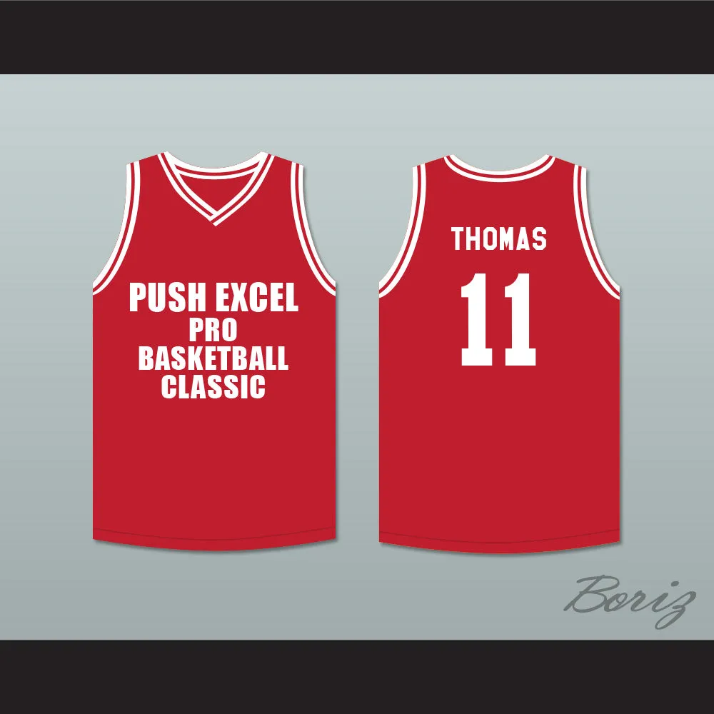 Isiah Thomas 11 Push Excel Pro Basketball Classic Red Basketball Jersey 1988 Charity Event