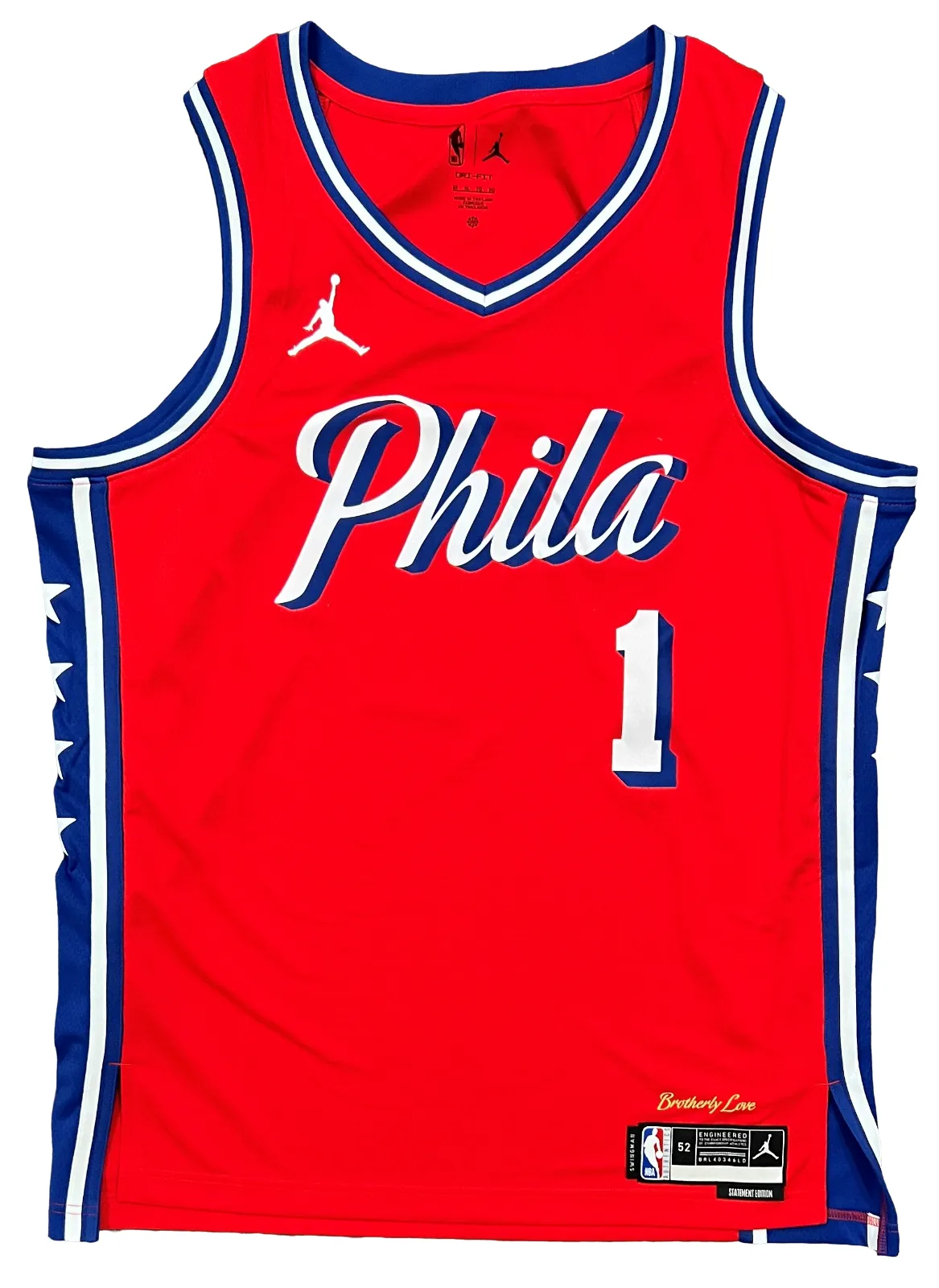 James Harden 76ers Signed Jordan Brand Red Nike Statement Swingman Jersey BAS