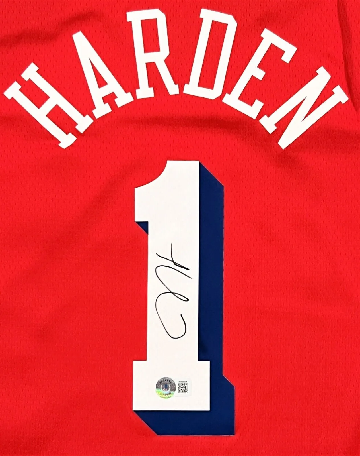 James Harden 76ers Signed Jordan Brand Red Nike Statement Swingman Jersey BAS