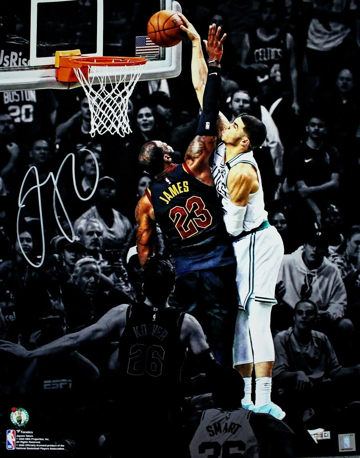 Jayson Tatum Boston Celtics Signed 16x20 Spotlight Photo Dunk on Lebron FANATICS