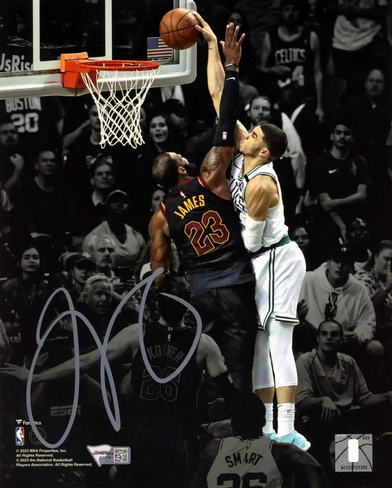 Jayson Tatum Boston Celtics Signed Dunk Over LeBron Spotlight 8x10 Fanatics