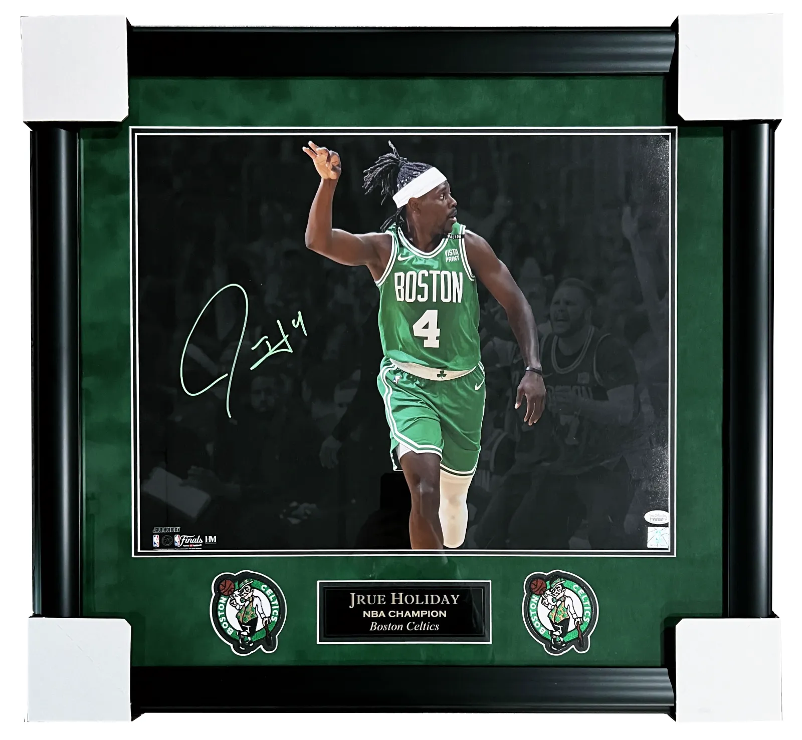 Jrue Holiday Celtics Signed NBA Finals Spotlight 16x20 Matted & Framed Photo JSA