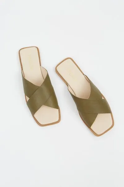 Khaki Crossed Sandals