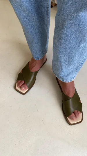 Khaki Crossed Sandals