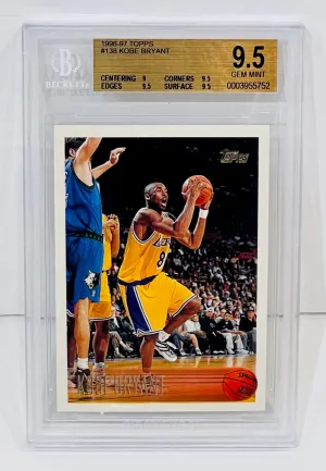 KOBE BRYANT UNSIGNED 1996-97 TOPPS ROOKIE CARD GRADED 9.5 GEM MINT
