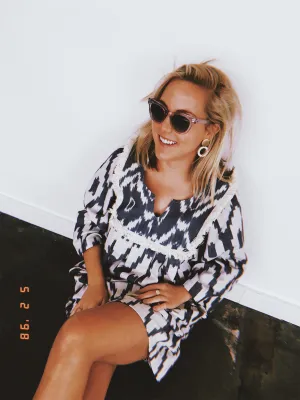 Kosmic Blues Mini Kaftan Dress