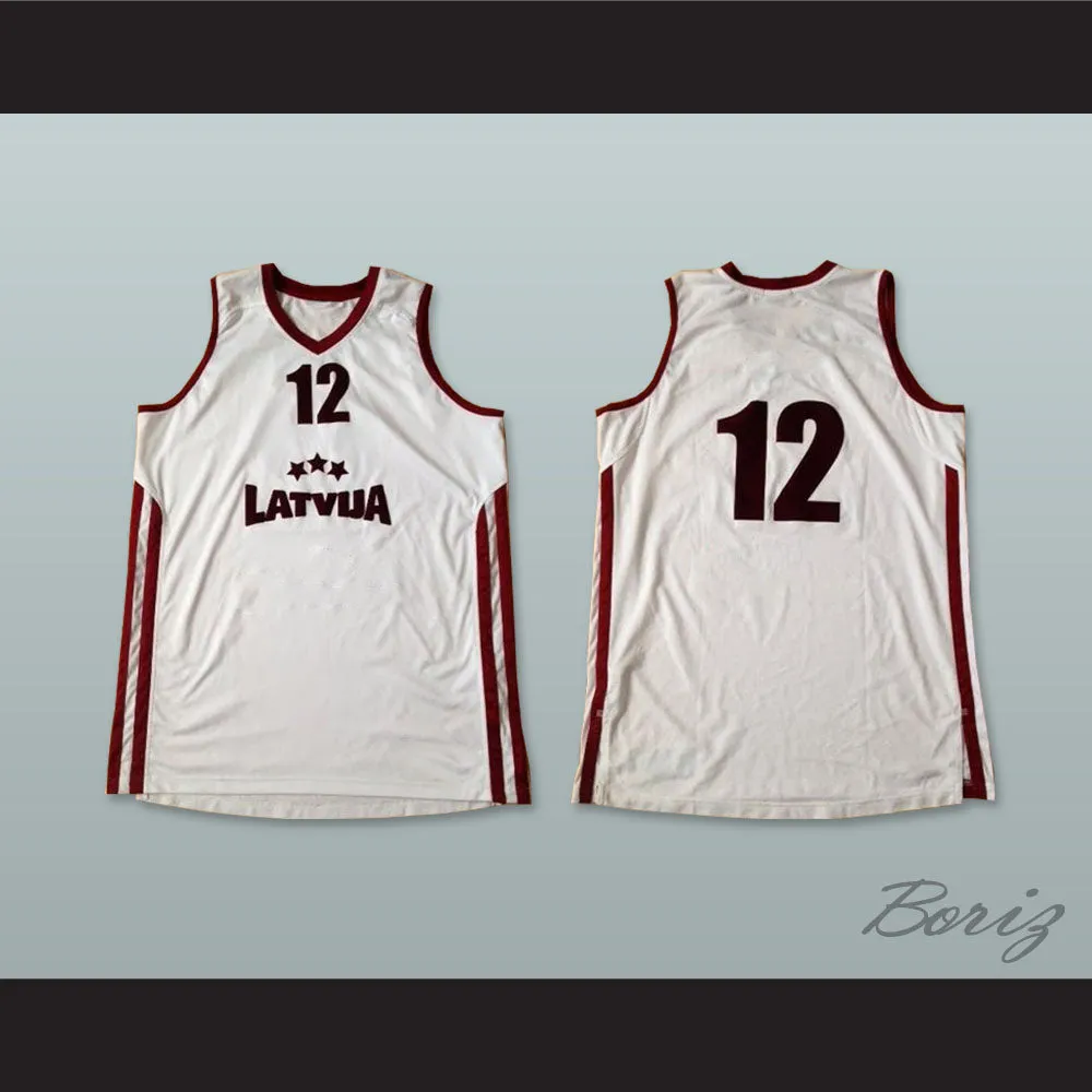 Latvija 12 National Team White Basketball Jersey