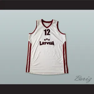 Latvija 12 National Team White Basketball Jersey