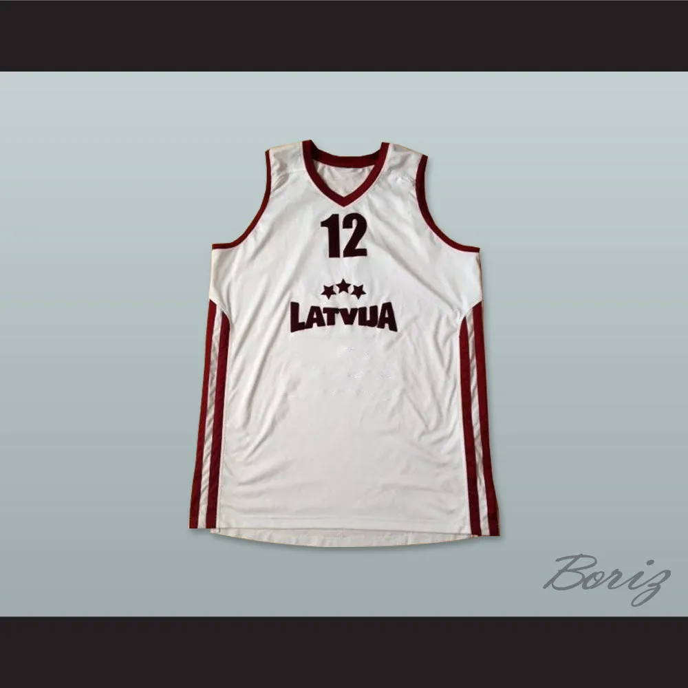 Latvija 12 National Team White Basketball Jersey