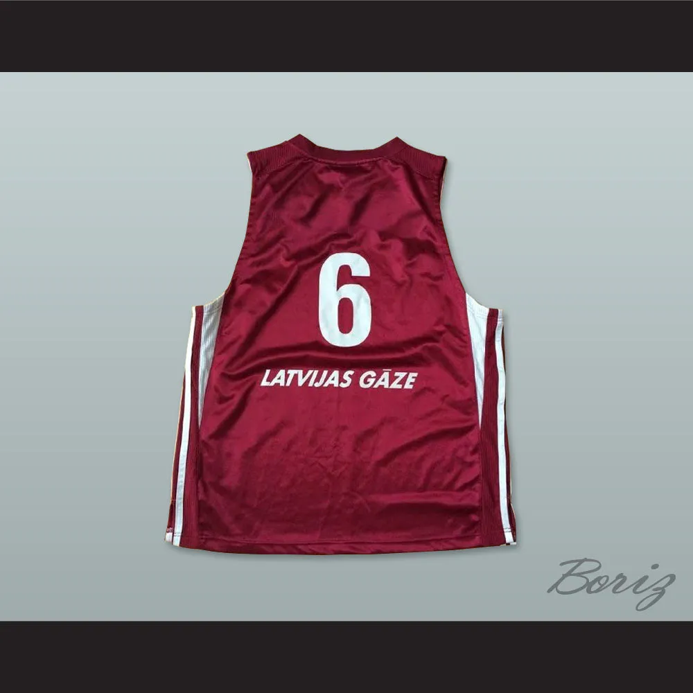 Latvija 6 National Team Maroon Basketball Jersey