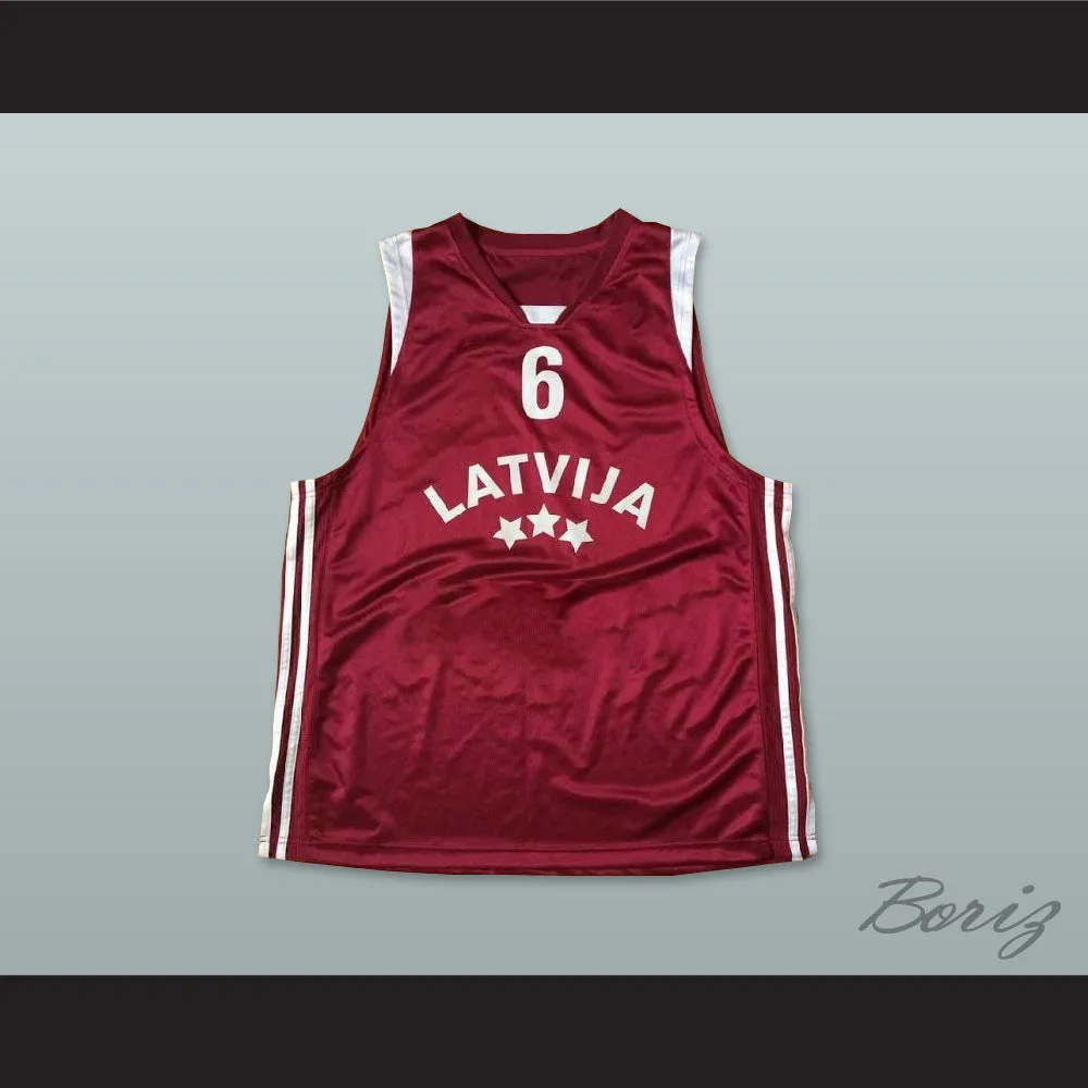 Latvija 6 National Team Maroon Basketball Jersey