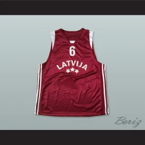 Latvija 6 National Team Maroon Basketball Jersey
