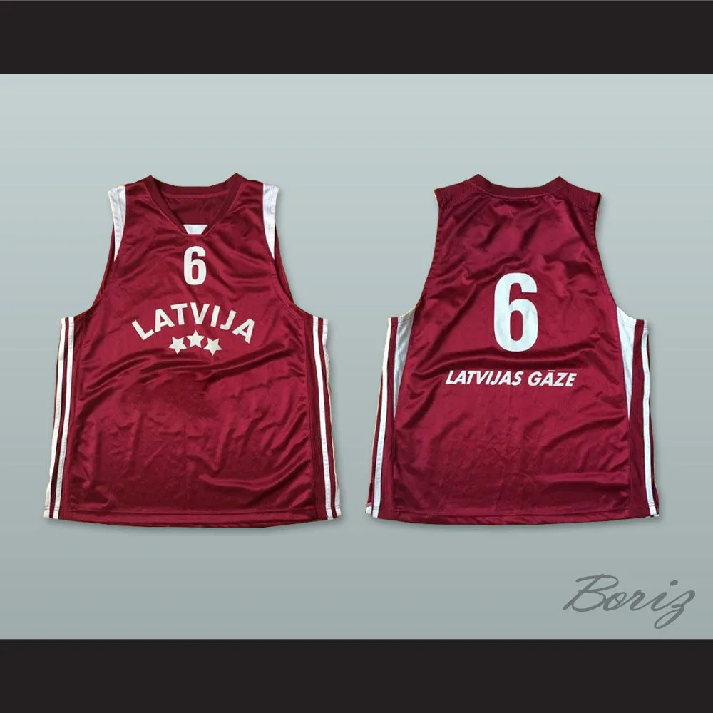 Latvija 6 National Team Maroon Basketball Jersey