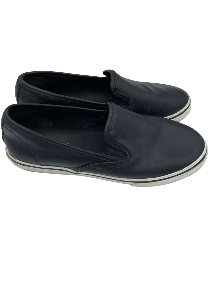 Lauren by Ralph Lauren Black Leather Flat Slip-Ons