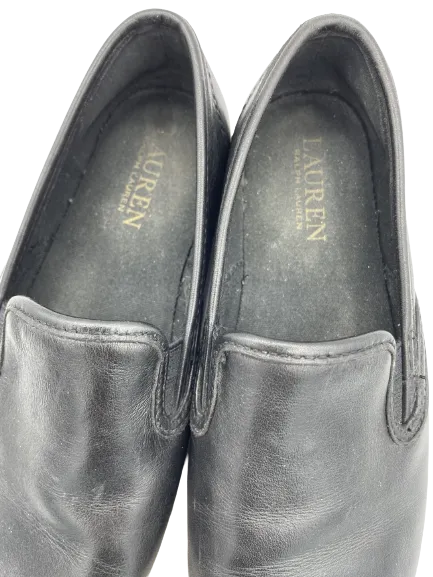 Lauren by Ralph Lauren Black Leather Flat Slip-Ons