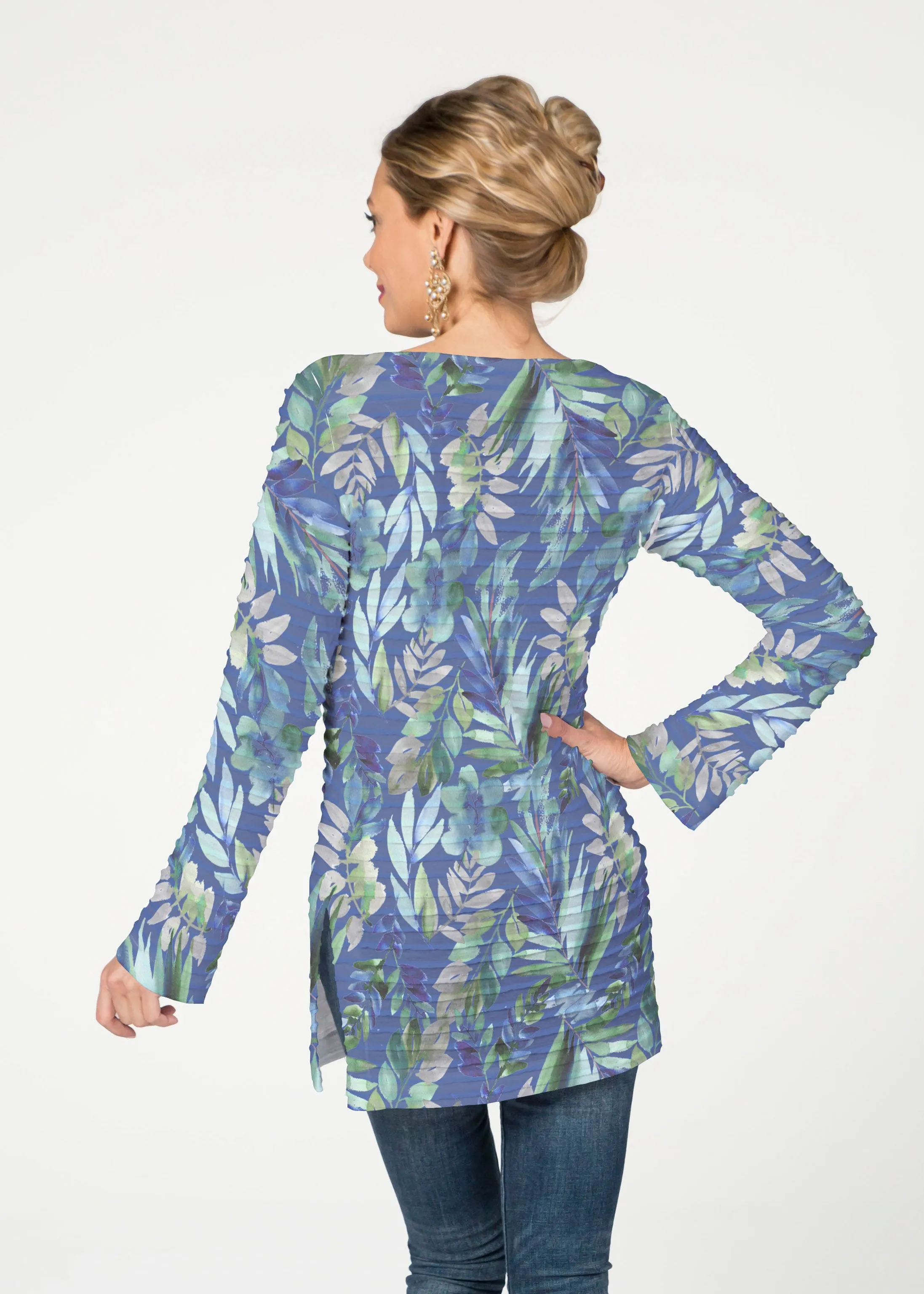 Leah Leaves (16258) ~ Banded Boatneck Tunic