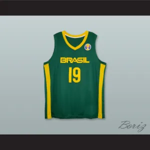 Leandro Barbosa 19 Brasil National Team Green Basketball Jersey