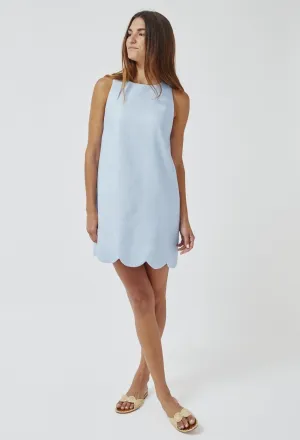 Lisa Marie Fernandez scallop vintage blue weave raffia shift dress mini