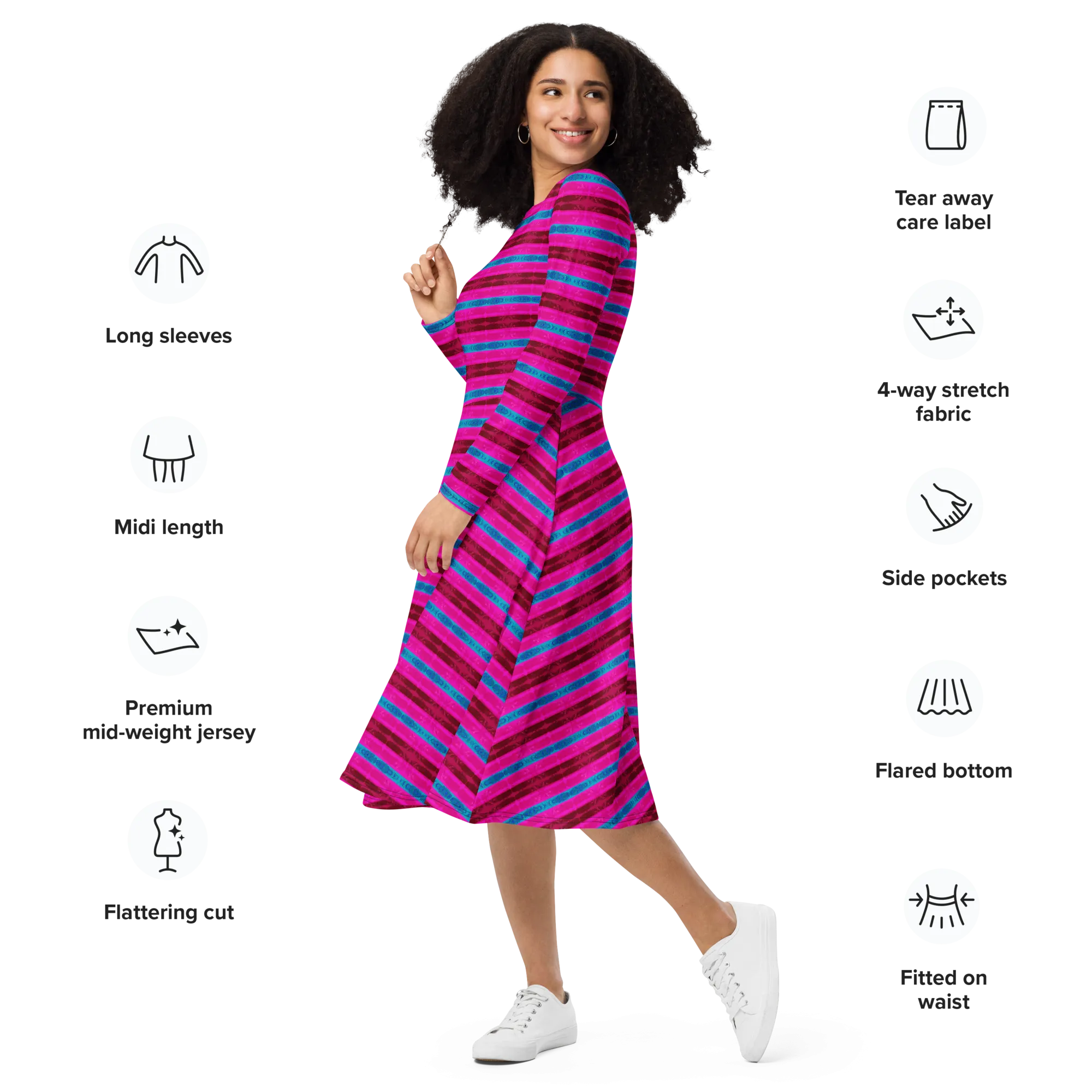 Long Sleeve Midi Dress (Her/Muliebris)(Rind#11 Rind Link Flip) RJSTH@Fabric#11 RJTHS2022 RJS