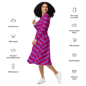 Long Sleeve Midi Dress (Her/Muliebris)(Rind#11 Rind Link Flip) RJSTH@Fabric#11 RJTHS2022 RJS