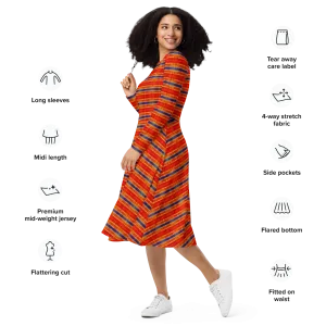 Long Sleeve Midi Dress (Her/Muliebris)(Rind#6 Rind Link Flip) RJSTH@Fabric#6 RJTHS2022 RJS