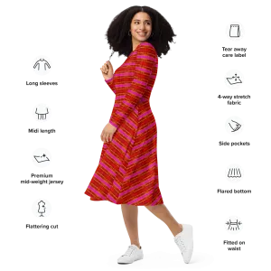 Long Sleeve Midi Dress (Her/Muliebris)(Rind#7 Rind Link Flip) RJSTH@Fabric#7 RJTHS2022 RJS