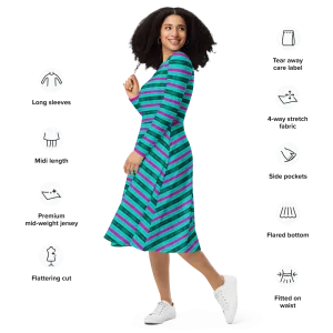 Long Sleeve Midi Dress (Her/Muliebris)(Rind#8 Rind Link Flip) RJSTH@Fabric#8 RJTHS2022 RJS