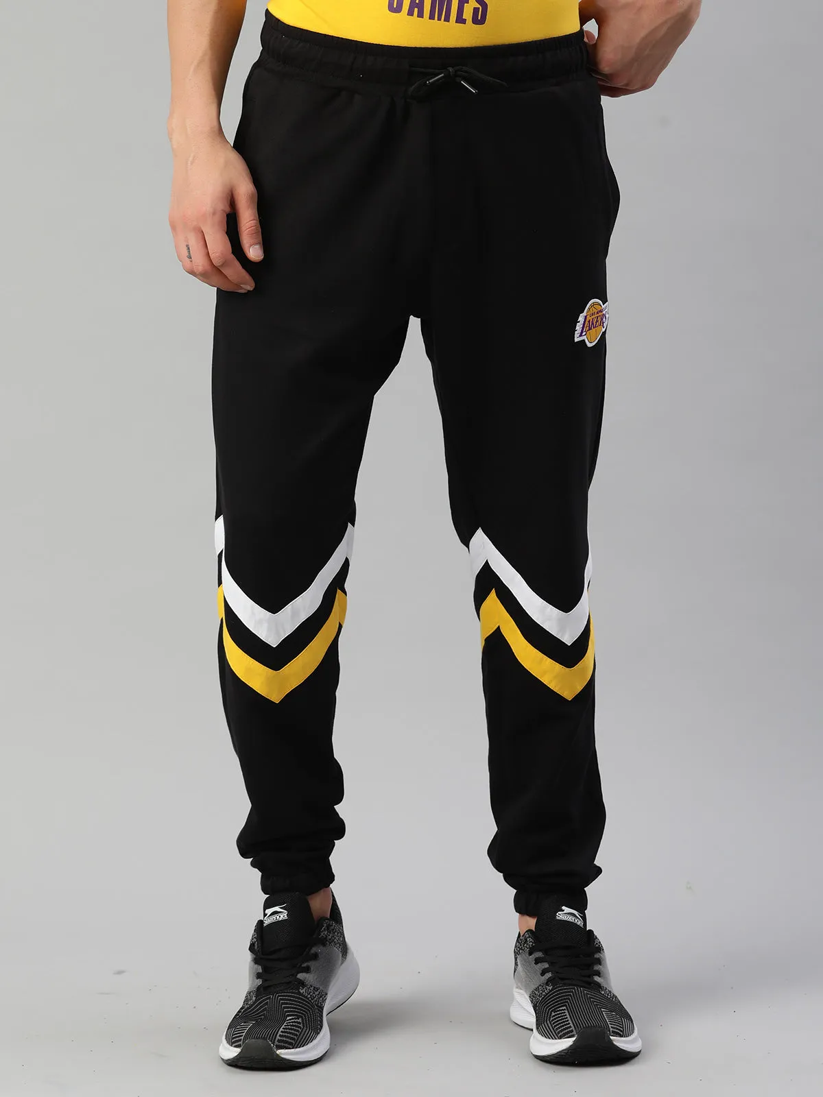 Los Angeles Lakers: Contrast Stripe Joggers - Black