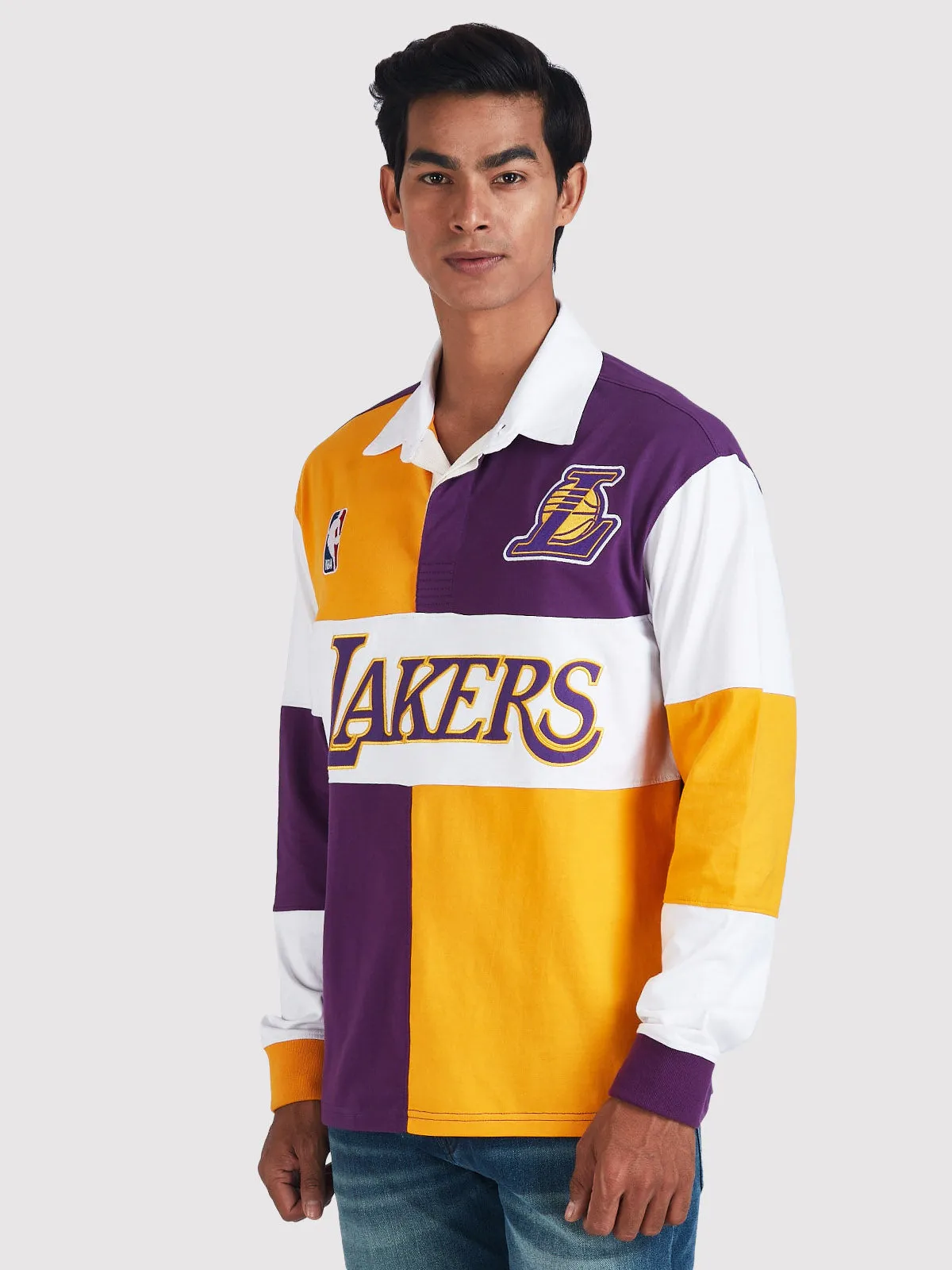 Los Angeles Lakers Embroidered Oversized Polo Full Sleeve
