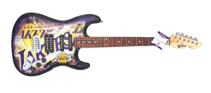 Magic Johnson Los Angles Lakers Signed Woodrow FS Authentic Electric Guitar BAS